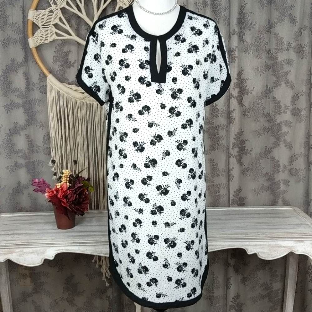 Danillo Boutique black and white split neck dress